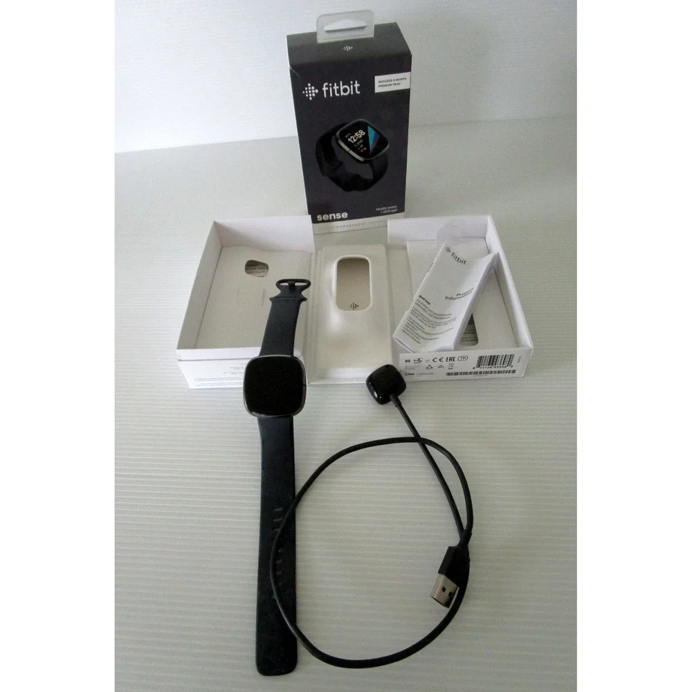 Fitbit Sense Activity Tracker Smartwatch Carbon/Graphite Black Health Care